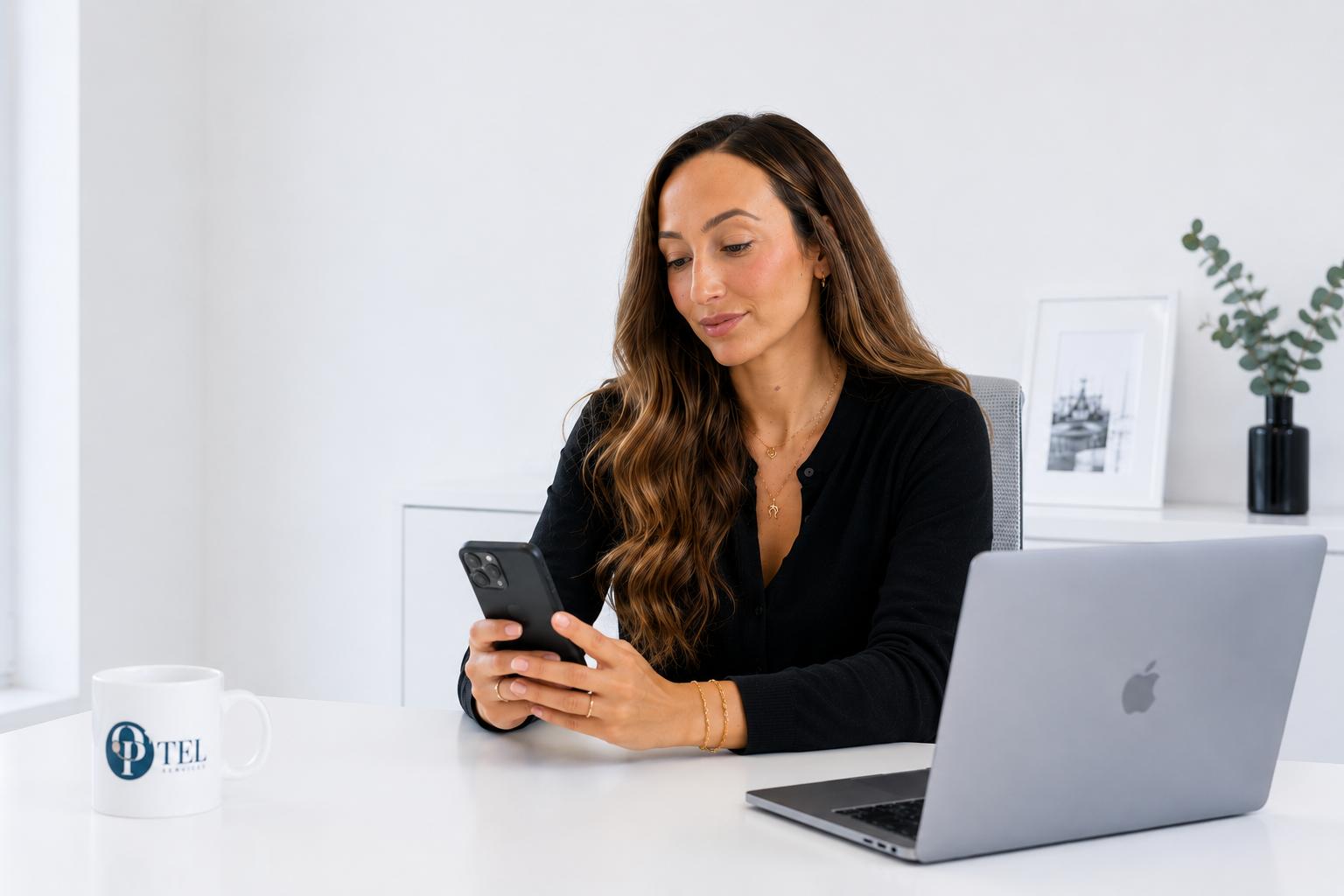 Secrétaire Op’tel au téléphone