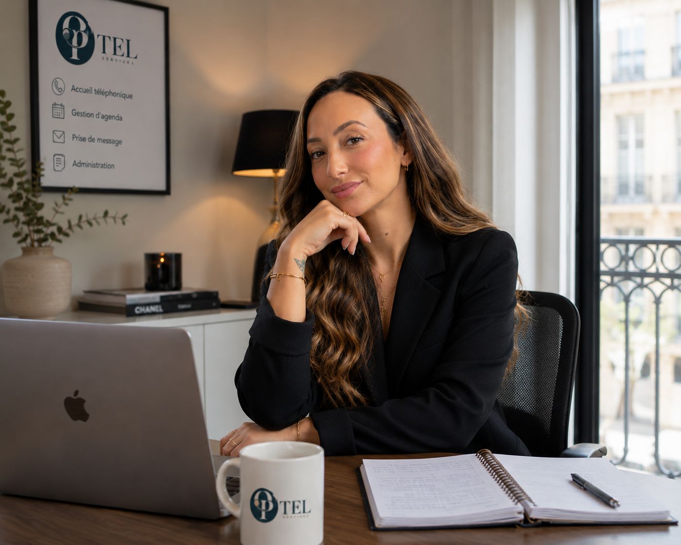 Eva De Grégorio, fondatrice d'Optel Services, à son bureau